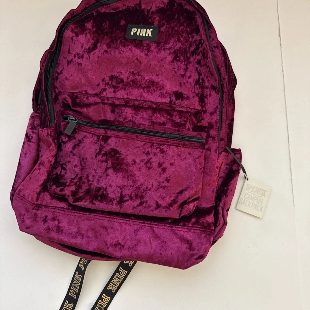 PINK Victoria's Secret Velvet Backpack - Deep Red